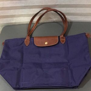 Longchamp foldable purple nylon large shoulder bag